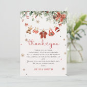 Winter Christmas Baby Shower Thank You Card Dankeskarte (Stehend Vorderseite)
