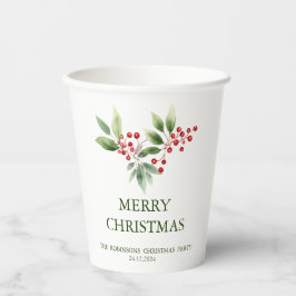 Winter Christmas Berry Watercolor Pappbecher