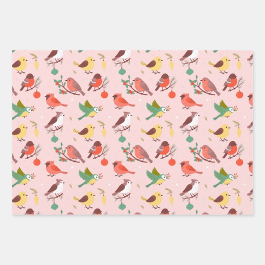 Winter Christmas Birds Geschenkpapier Set (Vorderseite 2)