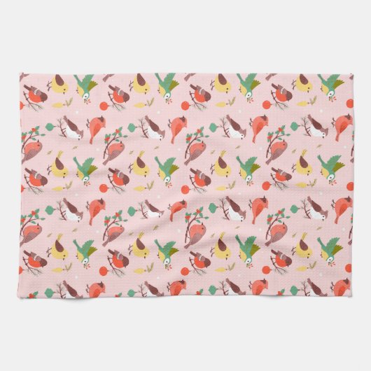 Winter Christmas Birds Geschirrtuch (Horizontal)