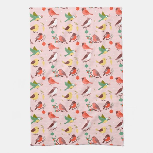 Winter Christmas Birds Geschirrtuch (Vertikal)