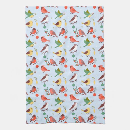 Winter Christmas Birds Geschirrtuch (Vertikal)