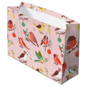 Winter Christmas Birds Große Geschenktüte (Rückseite Schrägansicht)