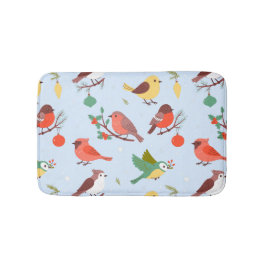 Winter Christmas Birds Kids Badematte