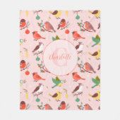 Winter Christmas Birds Personalized Fleecedecke (Vorderseite)