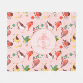 Winter Christmas Birds Personalized Fleecedecke (Vorderseite (Horizontal))