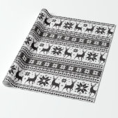 Winter Christmas Deer Black Snowflake Pattern Geschenkpapier (Ungerollt)