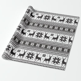 Winter Christmas Deer Black Snowflake Pattern Geschenkpapier