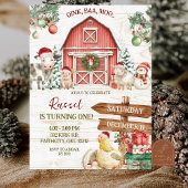 Winter Christmas Farm Animal Birthday Einladung