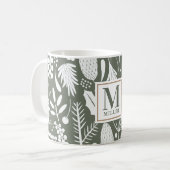 Winter Christmas Folies Familie Monogram Green Kaffeetasse (Vorderseite Links)