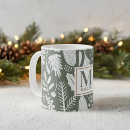 Winter Christmas Folies Familie Monogram Green Kaffeetasse