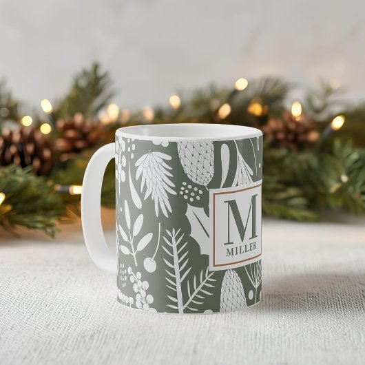 Winter Christmas Folies Familie Monogram Green Kaffeetasse