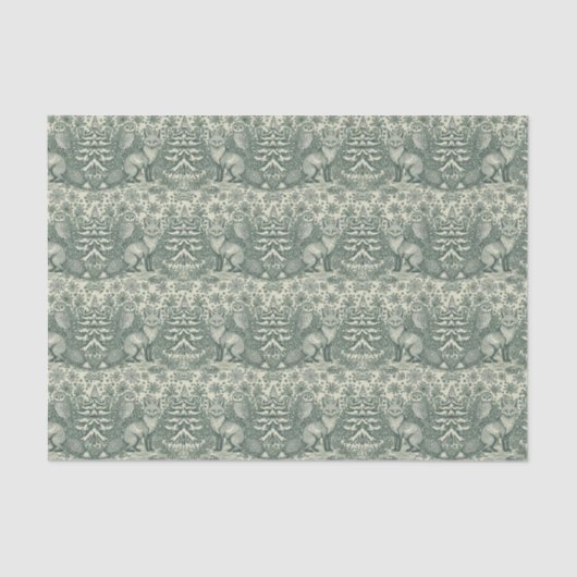 Winter / Christmas Fox & Owl Illustration Pattern Seidenpapier (Vorderseite)