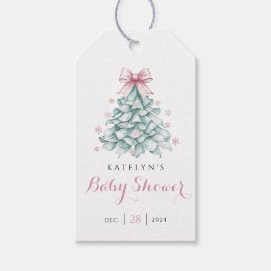 Winter Christmas Girl Baby Dusche Geschenkanhänger (Vorderseite)