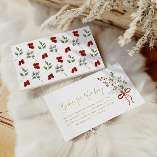 Winter Christmas Girl Baby Shower Books for Baby Begleitkarte