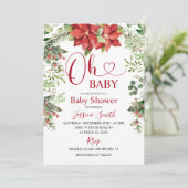 Winter Christmas Greenery Baby Shower Einladung (Stehend Vorderseite)