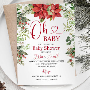 Winter Christmas Greenery Baby Shower Einladung