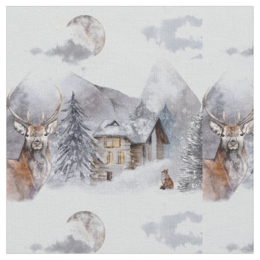 Winter Christmas Highlands Fabric Stoff (Nahaufnahme)