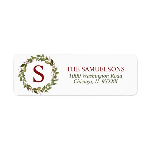 Winter Christmas Holly Wreath Monogram Red (Vorne)