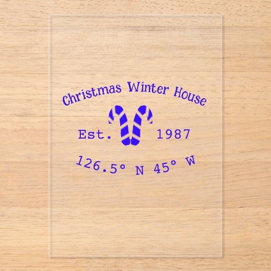 Winter Christmas house blue candy canes est. Year  Acryleinladungen (Vorderseite)