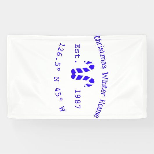 Winter Christmas house blue candy canes est. Year Banner (Horizontal)