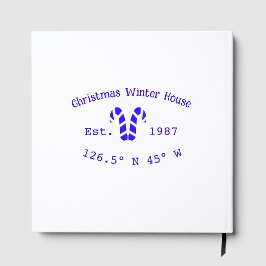 Winter Christmas house blue candy canes est. Year  Gästebuch (Rückseite)