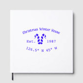 Winter Christmas house blue candy canes est. Year Gästebuch (Vorderseite)