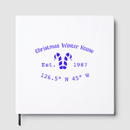 Winter Christmas house blue candy canes est. Year  Gästebuch