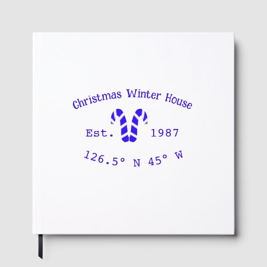 Winter Christmas house blue candy canes est. Year Gästebuch (Vorderseite)