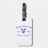 Winter Christmas house blue candy canes est. Year Gepäckanhänger (Rückseite vertikal)