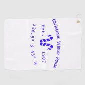 Winter Christmas house blue candy canes est. Year  Golfhandtuch (Horizontal)