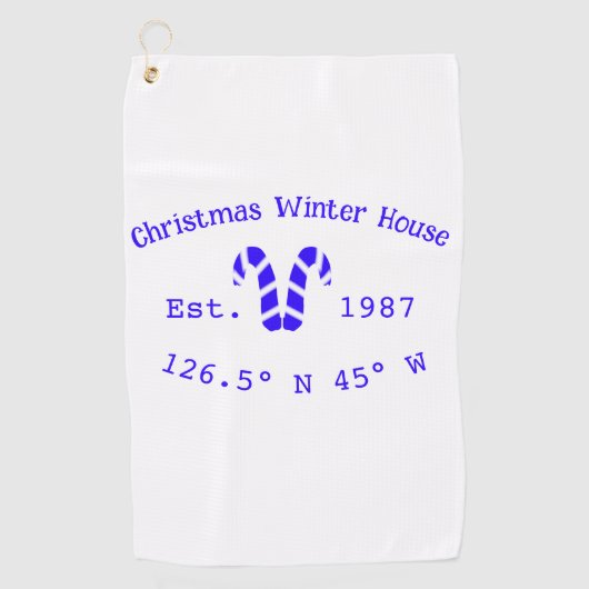 Winter Christmas house blue candy canes est. Year  Golfhandtuch (Vorderseite)