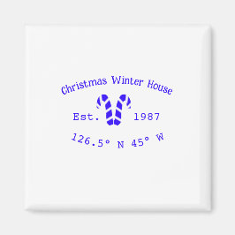 Winter Christmas house blue candy canes est. Year  Magnet