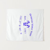 Winter Christmas house blue candy canes est. Year Wandteppich (Vorderseite (Horizontal))