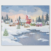 Winter Christmas landscape with snow-covered house Geschenkpapier (Flach)