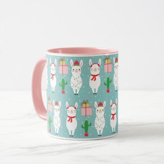 Winter Christmas Llamas | Urlaub Tasse (Vorderseite Links)