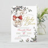 Winter Christmas Minimalist Bauble Baby Shower Einladung (Stehend Vorderseite)