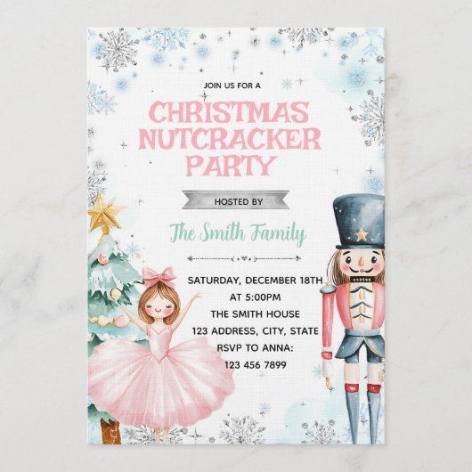 Winter christmas nutcracker party invitation einladung (Vorderseite)