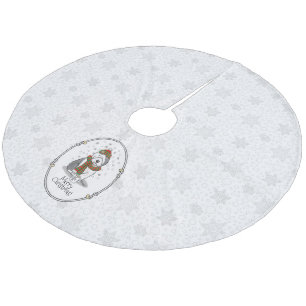 Winter Christmas Old English Sheepdog Grau 1 Niedl Fleece Weihnachtsbaumdecke