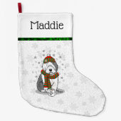 Winter Christmas Old English Sheepdog Grau 1 Niedl Großer Weihnachtsstrumpf (Vorderseite)