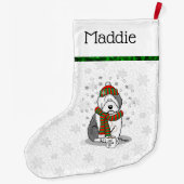 Winter Christmas Old English Sheepdog Grau 1 Niedl Großer Weihnachtsstrumpf (Rückseite)