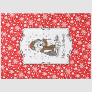 Winter Christmas Old English Sheepdog Grau 1 Niedl Seidenpapier