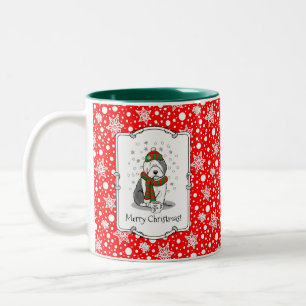Winter Christmas Old English Sheepdog Grau 1 Niedl Zweifarbige Tasse
