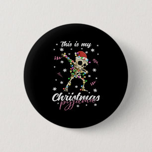 Winter Christmas Pajama Skeleton Button
