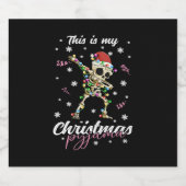 Winter Christmas Pajama Skeleton Schaumweinetikett (Einzelnes Label)