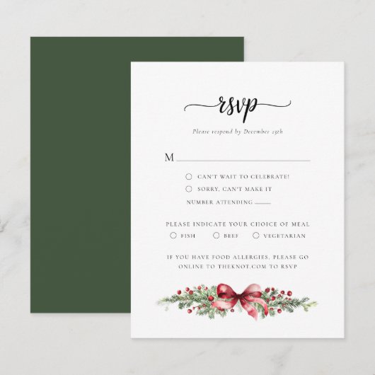 Winter Christmas RSVP Card Karte (Vorne/Hinten)