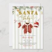 Winter Christmas Santa Clothesline Baby Shower Einladung (Vorderseite)