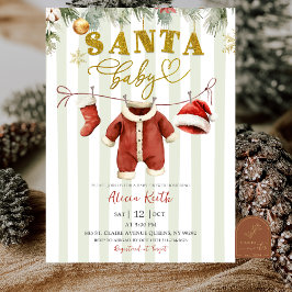 Winter Christmas Santa Clothesline Baby Shower Einladung