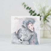 Winter Christmas Snow Queen and Polar Bear Karte (Stehend Vorderseite)