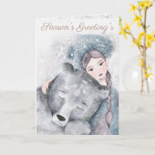 Winter Christmas Snow Queen and Polar Bear Karte (Gelbe Blume)